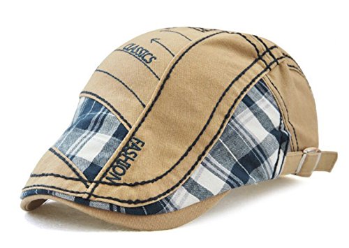 FOOKREN Herrenflatcap Schiebermütze Golfer mütze Schirmmütze Baumwolle (55-60cm) NO-04 (Beige-2) von FOOKREN