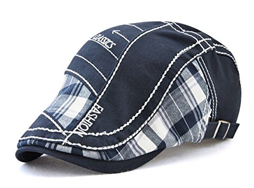 FOOKREN Herrenflatcap Schiebermütze Golfer mütze Schirmmütze Baumwolle (55-60cm) NO-04 (Blau-2) von FOOKREN