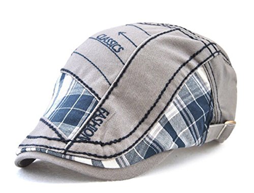 FOOKREN Herrenflatcap Schiebermütze Golfer mütze Schirmmütze Baumwolle (55-60cm) NO-04 (Grau-2) von FOOKREN