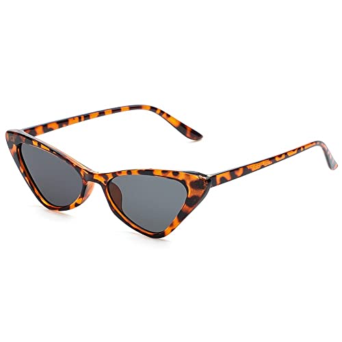 FOOOZ 1PC Kleine Rechteckige Sonnenbrille Unisex Retro Quadratische Sonnenbrille mit schmalem Rahmen Trendige Vintage Streetwear Eyewear Shades UV400,B,Leopard,Wie abgebildet von FOOOZ