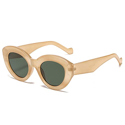 FOOOZ Beliebte Mode Übergroße Cat Eye Damen Sonnenbrille Retro Leopard Shades UV400 Herren Trending Ovale Sonnenbrille, Champagnergrün, Wie auf dem Bild von FOOOZ