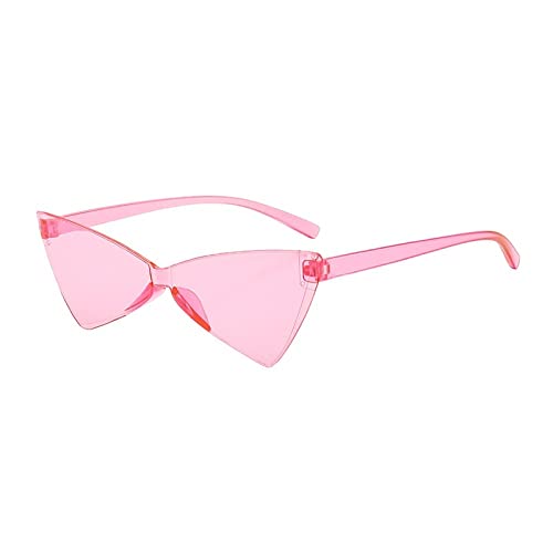 FOOOZ Katzenauge-Sonnenbrille mit verbundenem Dreieck, Damen-Spiegel-Sonnenbrille mit Schleife, Bonbon-Brille, Rosa, Einheitsgröße von FOOOZ