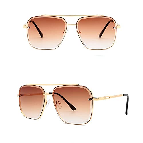 FOOOZ Modische, luxuriöse, quadratische Sonnenbrille mit Metallrahmen für Damen, trendige Sonnenbrille mit Farbverlauf, UV400, 189, C05, Einheitsgröße von FOOOZ