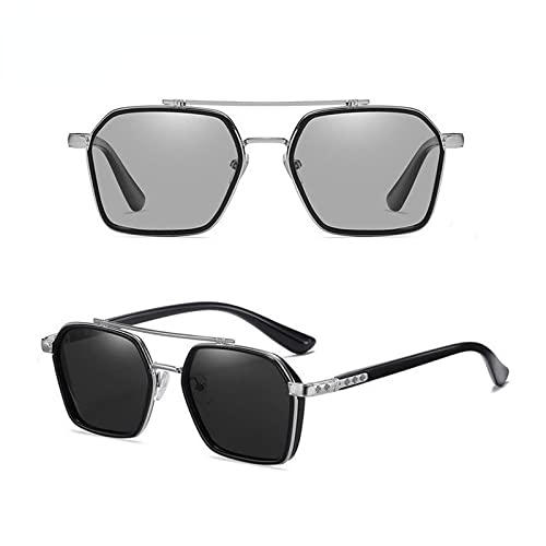 FOOOZ Sonnenbrille für Herren Professionelle Tag-Nacht-Fahrer-Sonnenbrille UV400 Retro-Luxus-Design-Brille Vintage, Schwarz Silber, Sonstiges FOOOZ Sonnenbrille für Herren Professionelle Tag-Nacht-Fahrer-Sonnenbrille UV400 Retro-Luxus-Design-Brille Vintage, Schwarz Silber, Sonstiges von FOOOZ