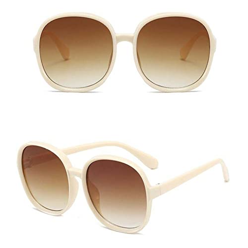 FOOOZ Sonnenbrille mit rundem Rahmen für Damen, Retro-Markendesigner, Braun, Schwarz, übergroße Damen-Sonnenbrille, Damenmode, Outdoor-Fahren, Beige, Braun, Andere von FOOOZ