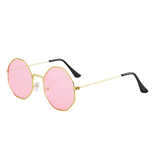 Luxus Runde Farben Sonnenbrille Frauen Metall Gebogen Bügel Brillen Ozean Randlos Mode Sonnenbrille Damen UV400,1 von FOOOZ
