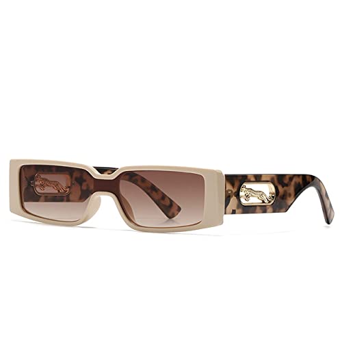 Luxus Square Small Frame Sonnenbrille Damen Herren Fashion Vintage Travel Leopard Head Sonnenbrille für Herren UV400, Beige Tea Leopard, Wie auf dem Bild Luxus Square Small Frame Sonnenbrille Damen Herren Fashion Vintage Travel Leopard Head Sonnenbrille für Herren UV400, Beige Tea Leopard, Wie auf dem Bild von FOOOZ
