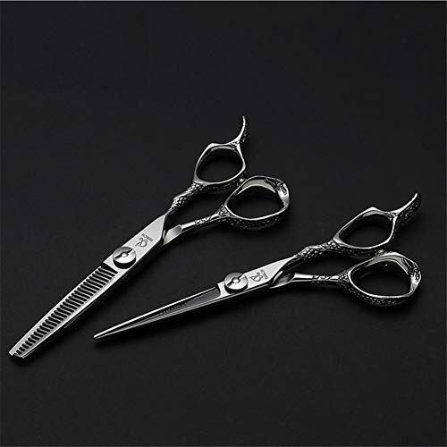 Ciseaux Coiffure Haarscheren Diamant 440C Professionelle Haarscheren Edelstahl Klinge Scharfe Styling Rasierer Retro Skulptur Schneiden Schere und Effilierschere Kit 6,0 in von FOOSKOOJD