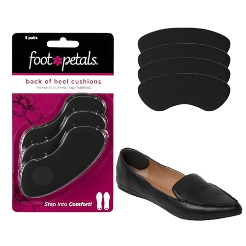 Foot Petals Damen Fersenpolster-Einsätze, Fersenschutz, bequemer Fersengriff zur Schmerzlinderung und Größenanpassung, Schwarz von FOOT PETALS