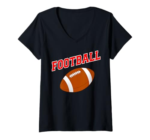 Damen AMERICAN FOOTBALL DAMEN HERREN KINDER JUNGEN MÄNNER SPORT T-Shirt mit V-Ausschnitt von FOOTBALL DAY USA FLAGGE BALL SPORT GAME GESCHENKE