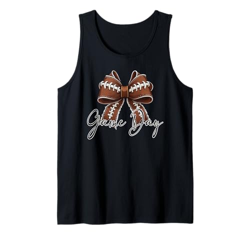 Game Day Fußball Bogen Kokette Sport Mama Spiel Tag Bogen Tank Top von FOOTBALL TEES CO