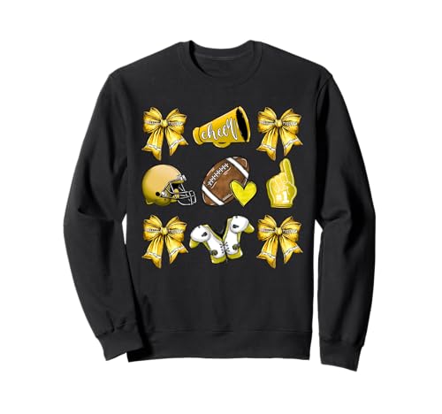 Gelber Fußball Mama Kokette Schleifen Game Day Fußball Mama Sweatshirt Gelber Fußball Mama Kokette Schleifen Game Day Fußball Mama Sweatshirt von FOOTBALL TEES CO