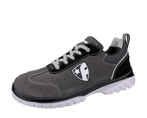 FOOTGUARD SMART Low Sicherheitsschuhe S1P ESD – leichte Arbeitsschuhe mit Stahlkappe im Sneaker Stil - Größe 48 - Damen & Herren Sicherheitsschuh – grau von FOOTGUARD