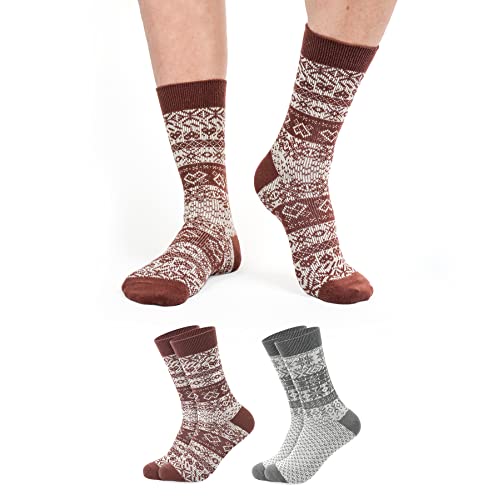 FOOTNOTE 2 Paar Winter Socken mit 40% Wolle für Damen & Herren im Norweger Design druckfreie feine Strickung für warme und trockene Füße Größe: 40-43 von FOOTNOTE