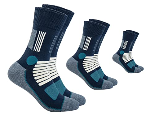 FOOTNOTE 3 Paar Gepolsterte Wandersocken Arbeitssocken Sportsocken für Herren Damen Ohne Gummibund, Blau, 43-46 von FOOTNOTE