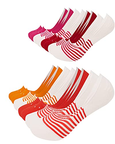 FOOTNOTE 8 Paar Unsichtbare Sneaker Socken Footies Füßlinge Invisible Socks mit Silikon Orange-Rot 39-42 von FOOTNOTE
