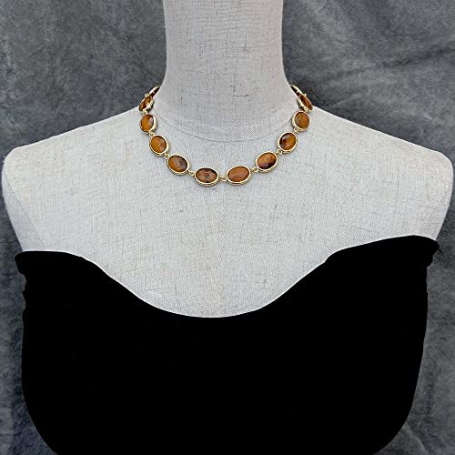 FOPURE 14x17mm Oval Shape Faceted Bezel Set Tiger Eye Necklace Women Jewelry Birthday Gift von FOPURE