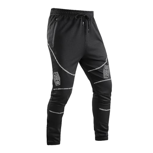 FORBEMK Fahrradhose Radhose Lang Herren Outdoorhose Laufhose MTB Winddicht Atmungsaktiv Wasserabweisend Hose für Outdoor Bergsteigen, Jogging, Radfahrren-Black-L von FORBEMK