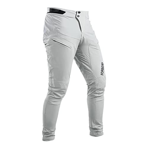 FORBEMK Herren Fahrradhose Mountainbike-Hose lang Leicht Atmungsaktiv Wasserabweisend Laufen Mountainbike Outdoor Fahrradhose-Hellgrau-34 von FORBEMK
