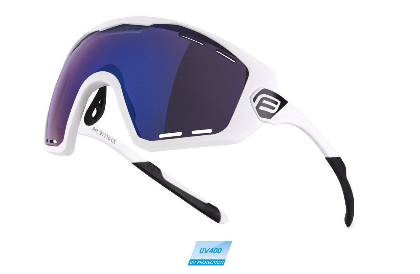 FORCE Fahrradbrille Sonnenbrille F OMBRO PLUS weiß-matt-blaue Laserlinse von FORCE