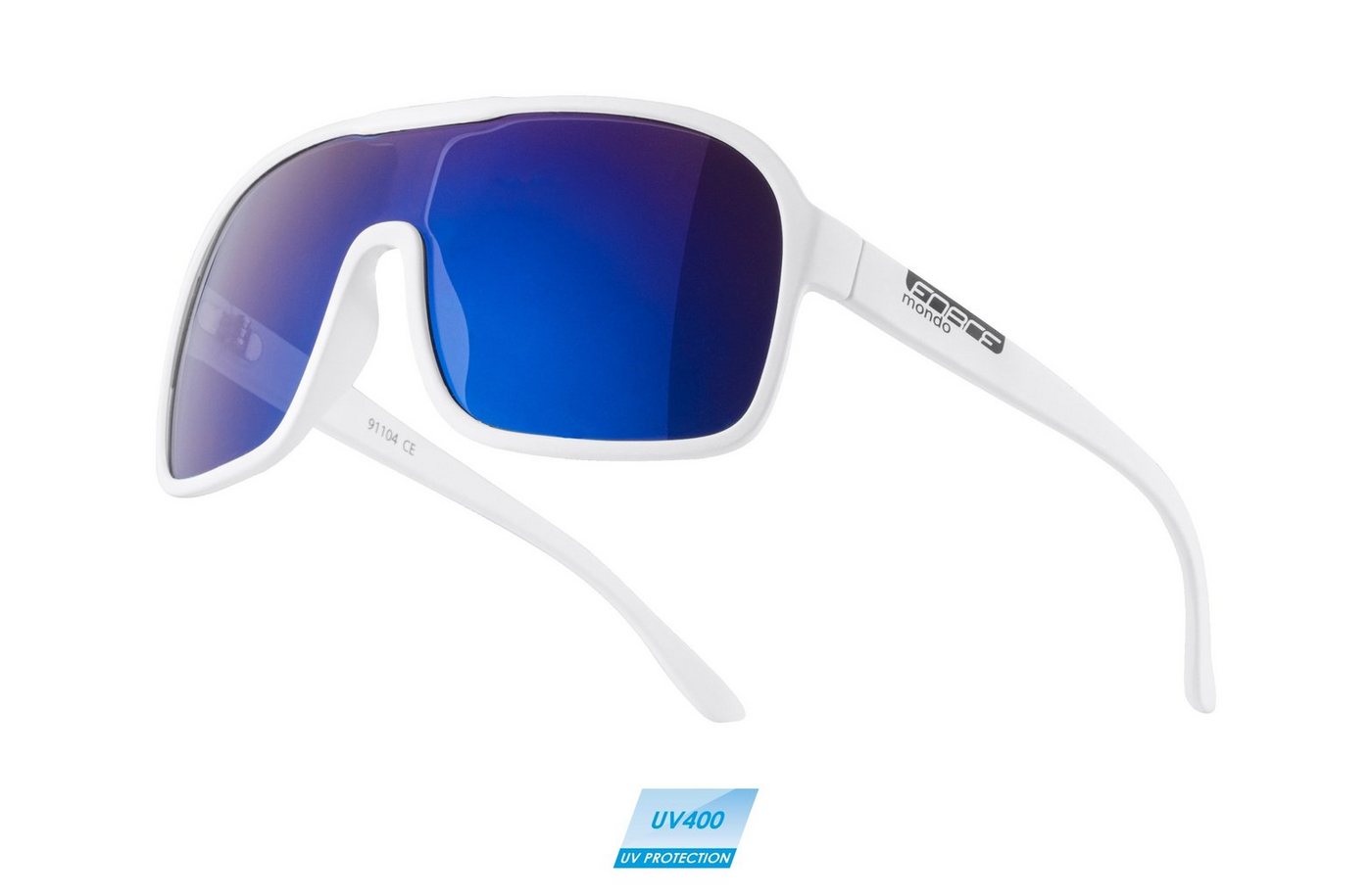 FORCE Fahrradbrille Sonnenbrille FORCE MONDO matt-weiss blaue Linse von FORCE