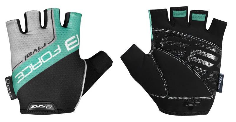FORCE Fahrradhandschuhe Handschuhe FORCE RIVAL schwarz - türkis von FORCE