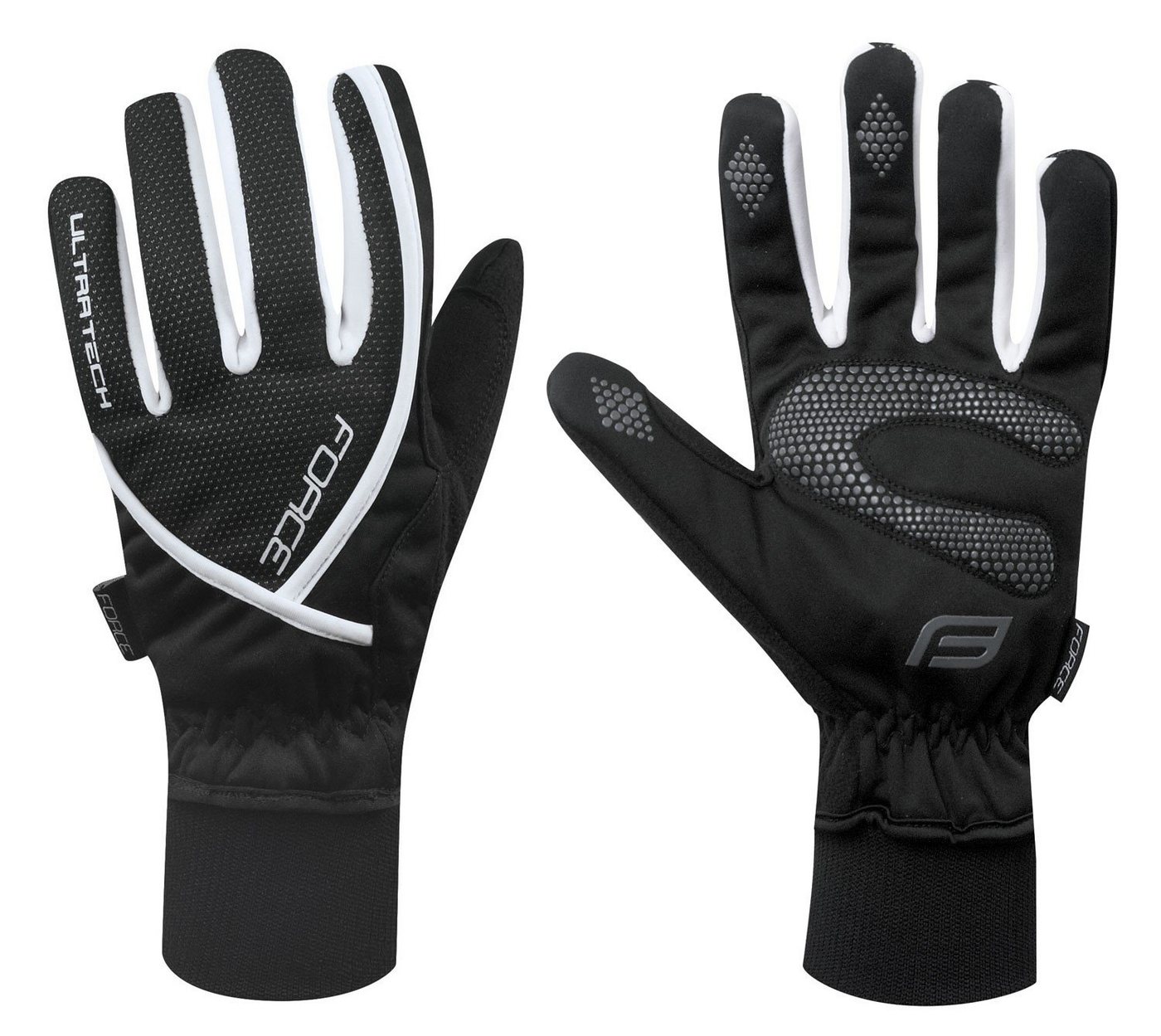 FORCE Fahrradhandschuhe Handschuhe FORCE ULTRA TECH schwarz 0 °C bis +5 °C von FORCE