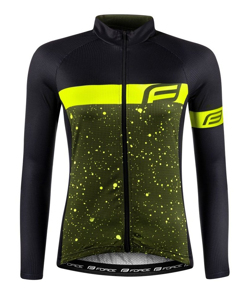 FORCE Radtrikot Jersey Jacke FORCE SPRAY LADY Langarm gelb-schwarz %%% von FORCE