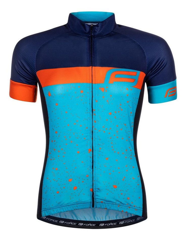 FORCE Radtrikot Jersey Jacke FORCE SPRAY LADY kurzarm blau-orange von FORCE