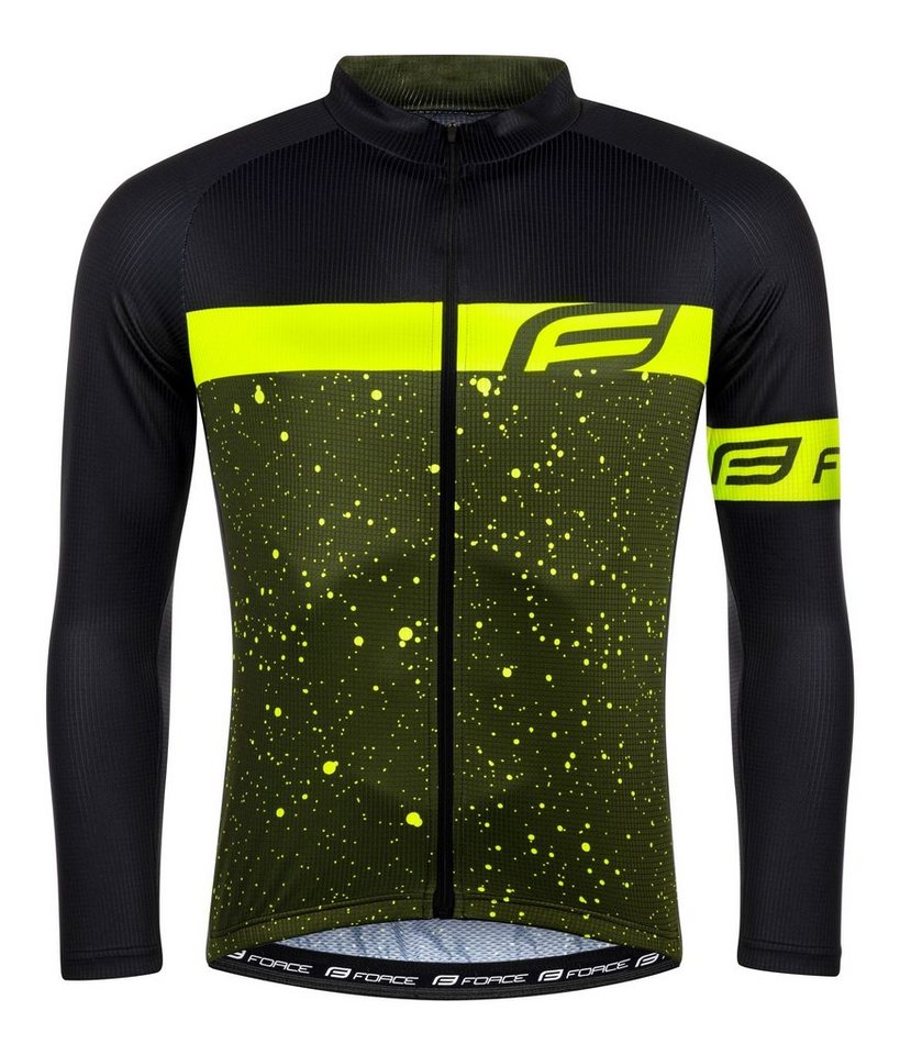 FORCE Radtrikot Jersey Lang Jacke FORCE SPRAY gelbschwarz von FORCE