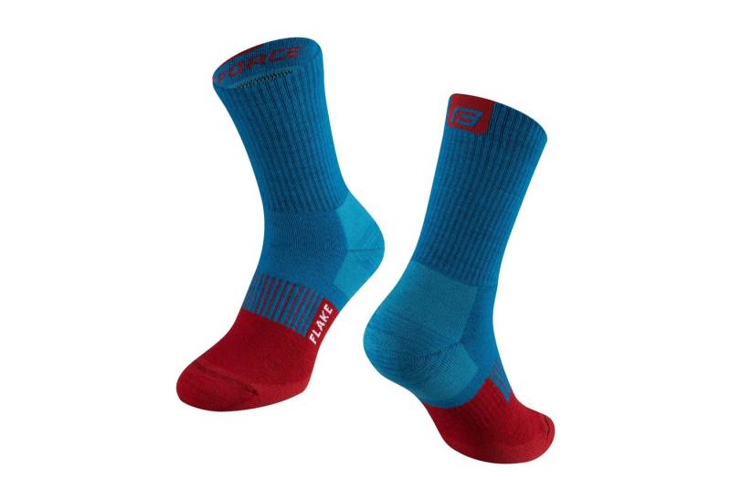FORCE Sportsocken FORCE Merino Socken FLAKE Thermo, L-XL/42-47 Blau/Rot von FORCE