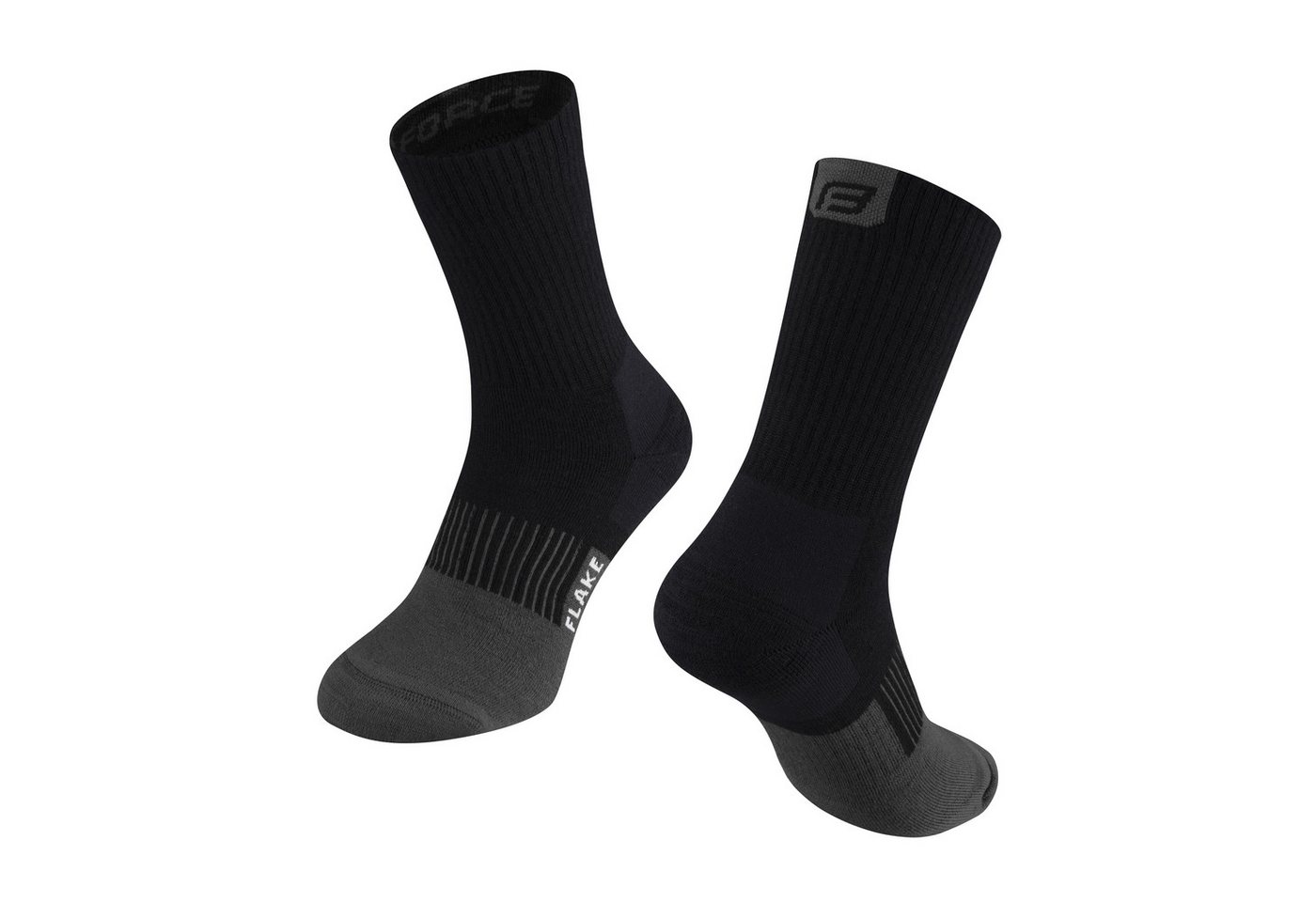 FORCE Sportsocken FORCE Merino Socken FLAKE Thermo, L-XL/42-47 Schwarz / Grau von FORCE