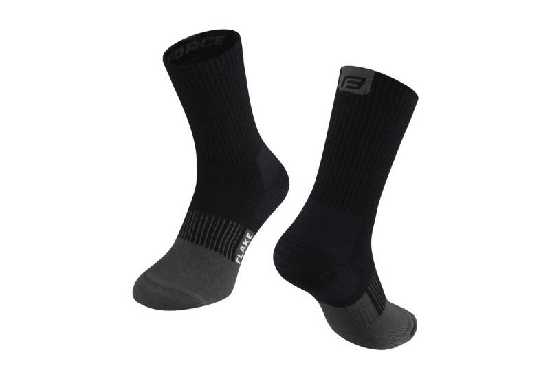 FORCE Sportsocken FORCE Merino Socken FLAKE Thermo, L-XL/42-47 Schwarz / Grau von FORCE