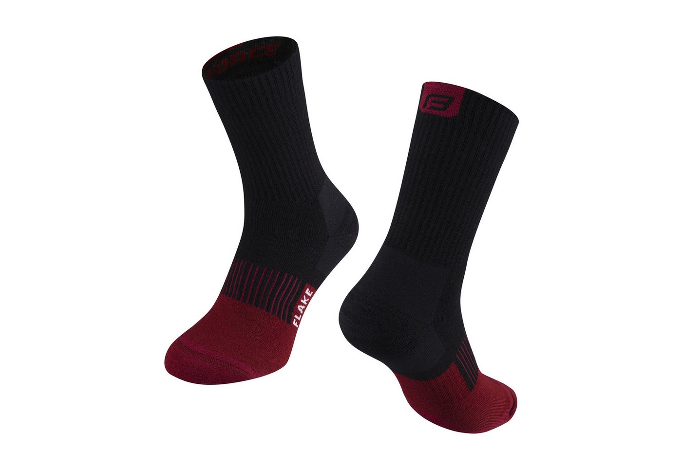 FORCE Sportsocken FORCE Merino Socken FLAKE Thermo, L-XL/42-47 Schwarz / Rot von FORCE