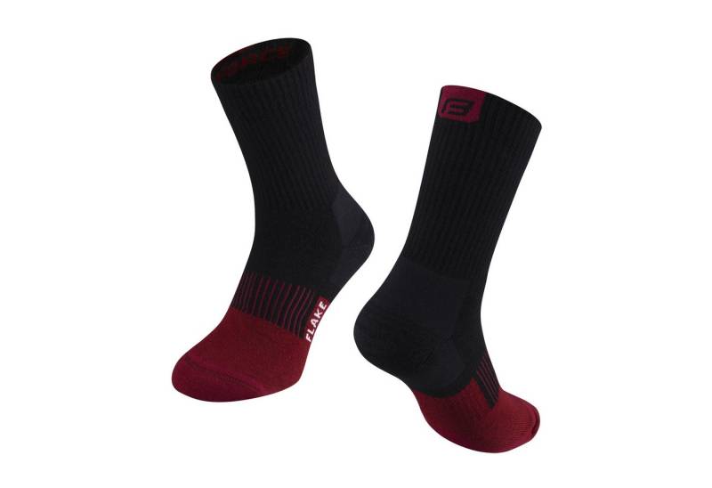 FORCE Sportsocken FORCE Merino Socken FLAKE Thermo, L-XL/42-47 Schwarz / Rot von FORCE