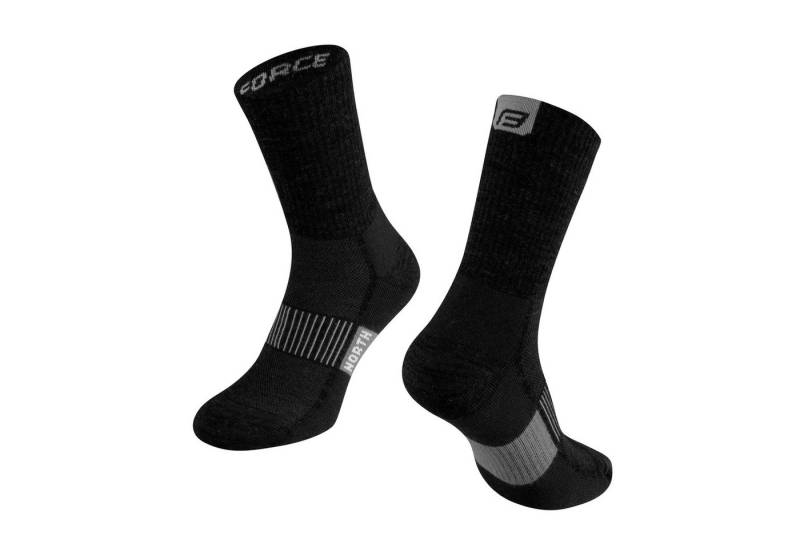FORCE Sportsocken FORCE Merino Socken NORTH Thermo, L-XL/42-47 Schwarz / Grau von FORCE