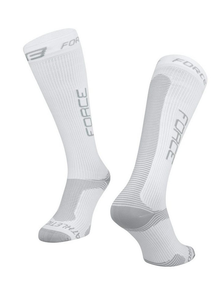 FORCE Sportsocken Socken FORCE ATHLETIC PRO COMPRESS - weiß-grau S-M von FORCE