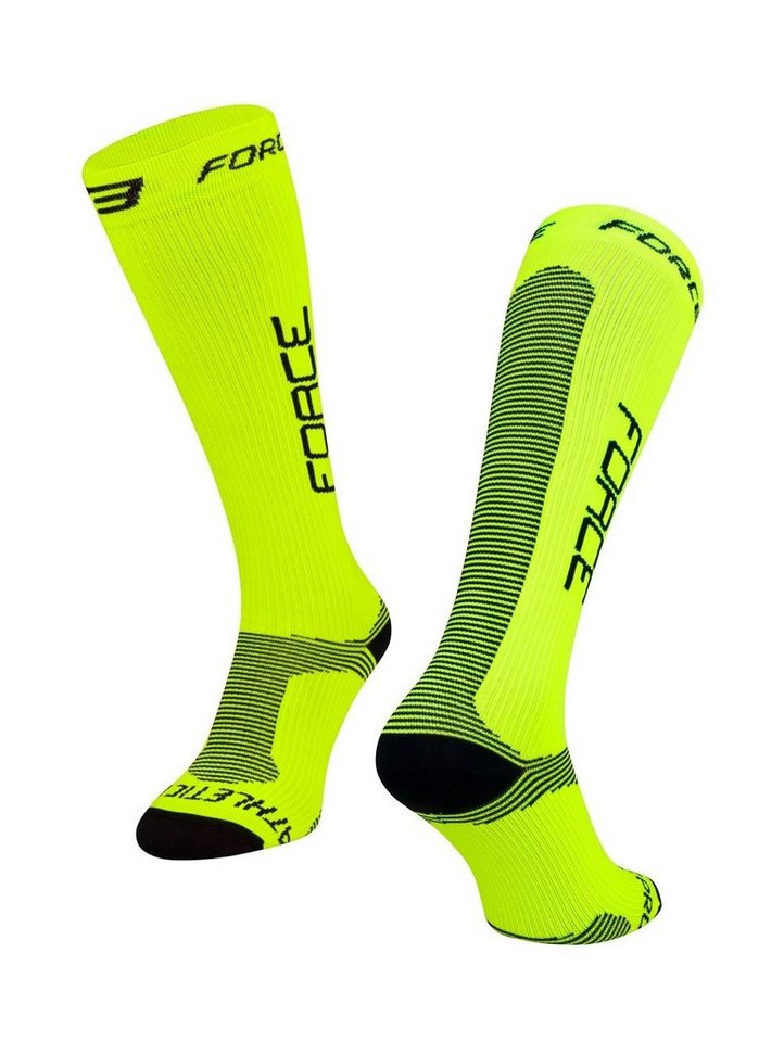 FORCE Sportsocken Socken FORCE ATHLETIC PRO COMPRESS. fluo-schwarz L-XL von FORCE
