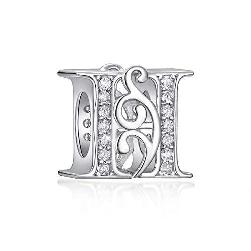 FOREVER QUEEN Buchstaben Alphabet Charm Bead für Armbänder Charm Anhänger 925 Sterling Silber von FOREVER QUEEN