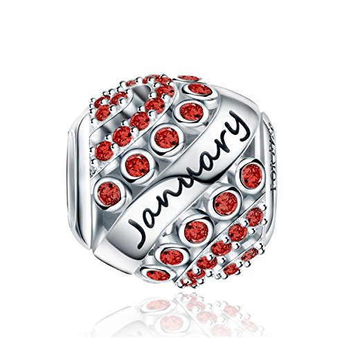 FOREVER QUEEN Damen Januar Geburtsstein Charm Bead 925 Sterling Silber Geburtstag Charm Anhänger für Armband Geburtstagsgeschenk mit Geschenkbox von FOREVER QUEEN