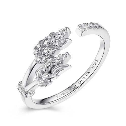 FOREVER QUEEN Damen Ringe Gold Ohren von Weizen Ringe Einstellbare 925 Sterling Silber Ringe für Frauen von FOREVER QUEEN