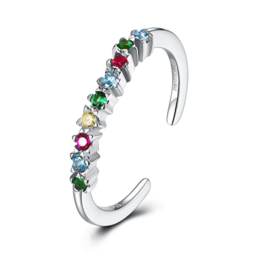 FOREVER QUEEN Damen Ringe Stern Mehrere Farben Zirkon Einstellbar 925 Sterling Silber Ringe für Frauen von FOREVER QUEEN