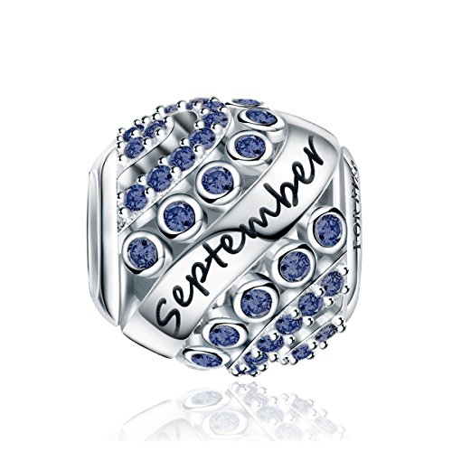 FOREVER QUEEN Damen September Geburtsstein Charm Bead 925 Sterling Silber Geburtstag Charm Anhänger für Armband Geburtstagsgeschenk mit Geschenkbox von FOREVER QUEEN