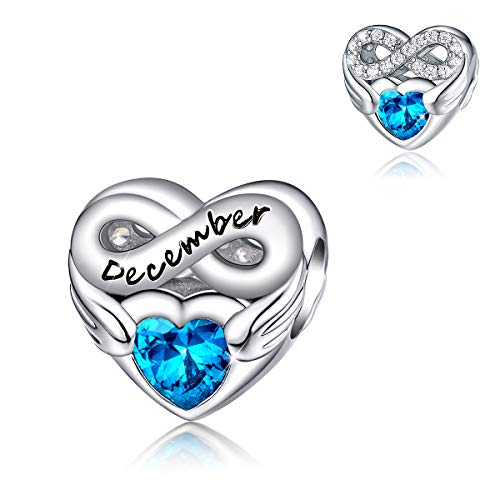 FOREVER QUEEN Herz Dezember Geburtsstein Charm Bead für Frauen 925 Sterling Silber Herz Charm Anhänger für Armband, Geburtstagsgeschenk mit Schmuckschatulle von FOREVER QUEEN