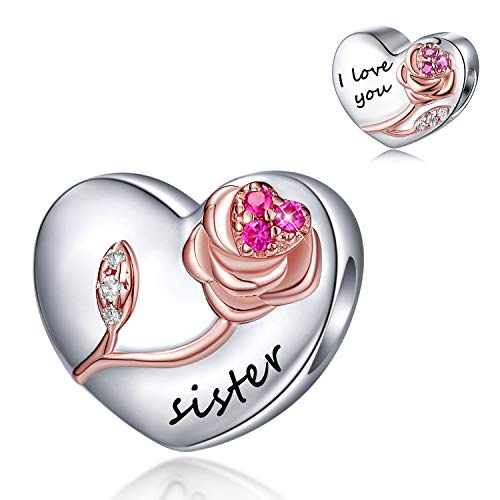 FOREVER QUEEN Ich liebe dich Herz Charm Bead für Armband Herz Charms Anhänger 925 Sterling Silber für Armband und Halskette, Geschenk für Liebhaber mit Schmuckschatulle… (Schwester) von FOREVER QUEEN