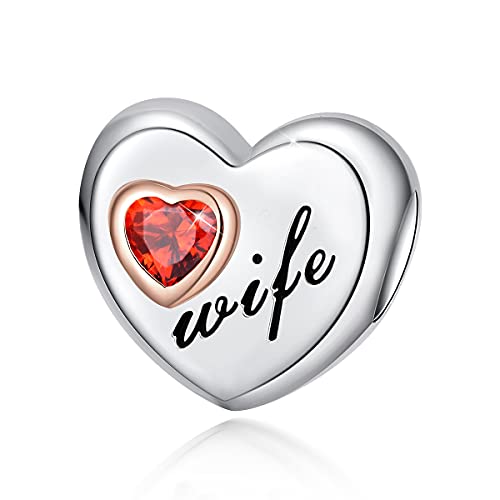 FOREVER QUEEN Liebe Ehefrau Charms Anhänger 925 Sterling Silber Liebe Mom Herz Charm Bead für Armband von FOREVER QUEEN
