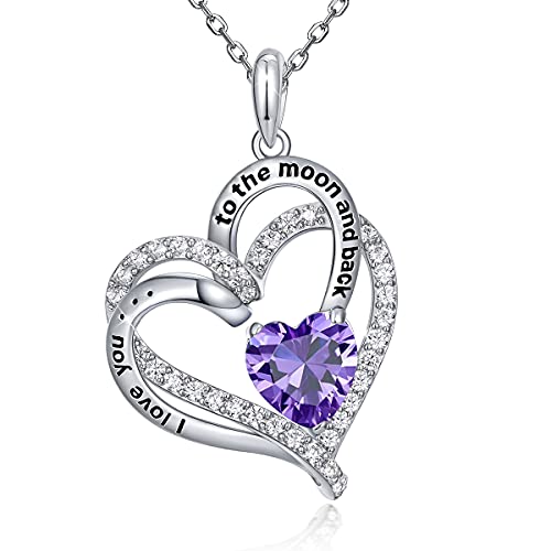 FOREVER QUEEN Liebe Herz Geburtstagsstein Halsketten für Frauen 925 Sterling Silber Herz Anhänger Halskette Jubiläum Geburtstag Muttertag Valentinstag Schmuck Geschenke für Mama ihre Frau Freundin von FOREVER QUEEN