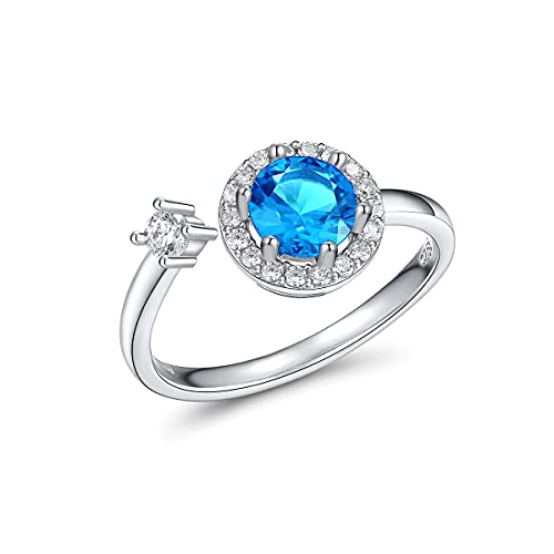 FOREVER QUEEN Verstellbare Geburtsstein Ringe 925 Sterling Silber Offener verstellbarer Ring für Frauen… von FOREVER QUEEN