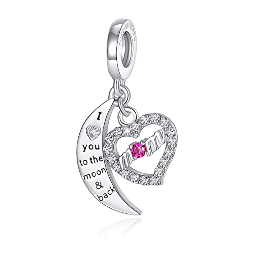 FOREVER QUEEN ich liebe dich zum Mond und zurück Mama Herz Charm Bead für Armband 925 Sterling Silber Charme Bead für Mama von FOREVER QUEEN