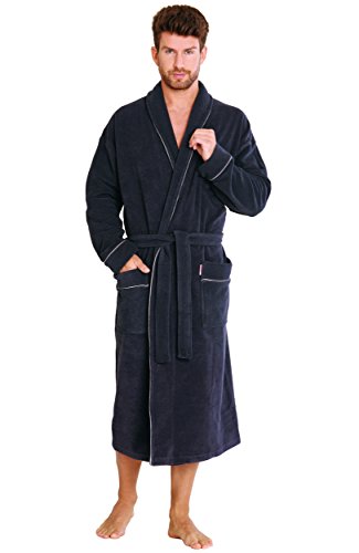 FOREX Lingerie edler und hochwertiger Baumwoll-Bademantel Herren-Mantel im tollen Design (M, Graphit) von FOREX Lingerie